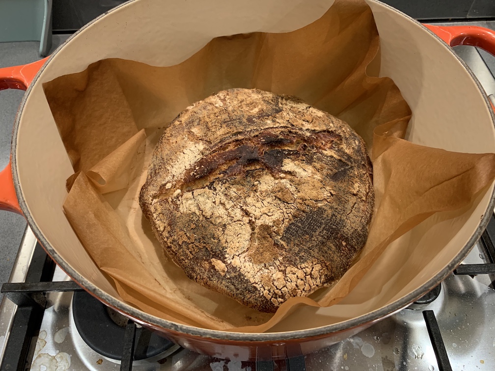 A freshly-baked loaf of bread
