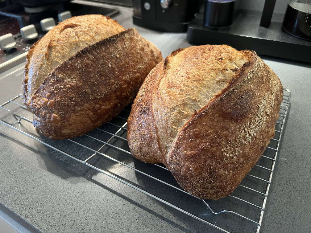 two loaves of sourdough