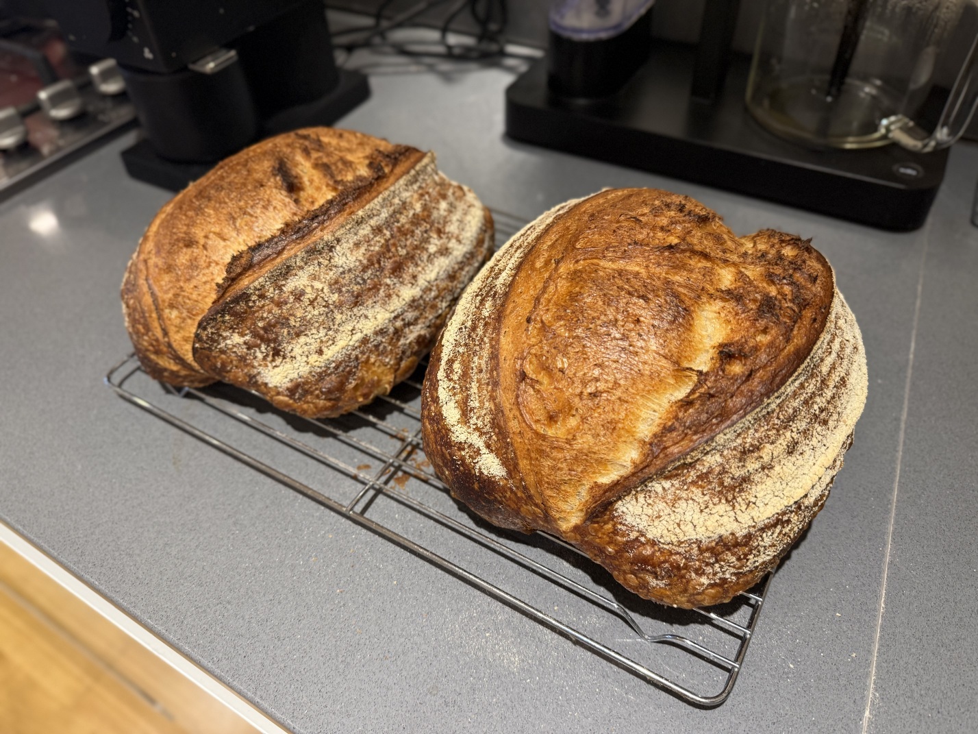 Two sourdough loaves I baked