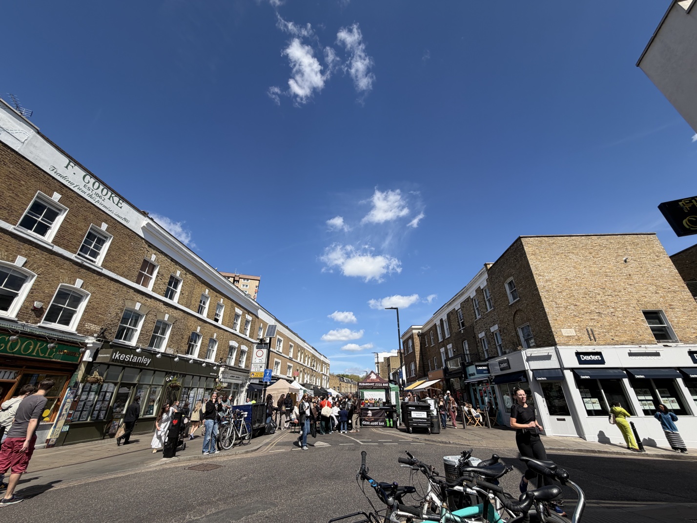 Blue skies over Broadway Market