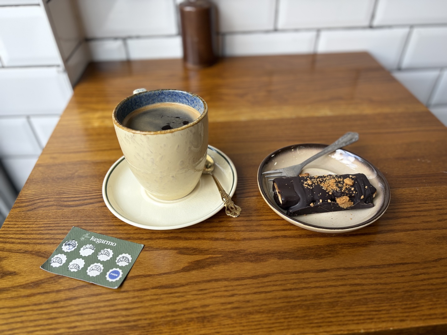 Black coffee and a Biscoff twix