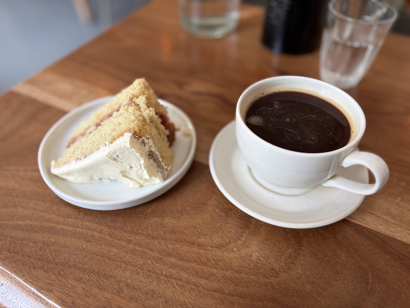A slice of Victoria sponge cake