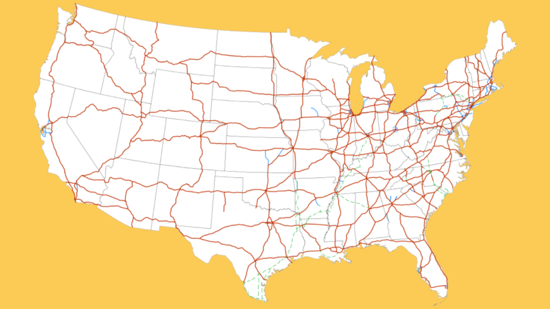 A map of the US interstate system