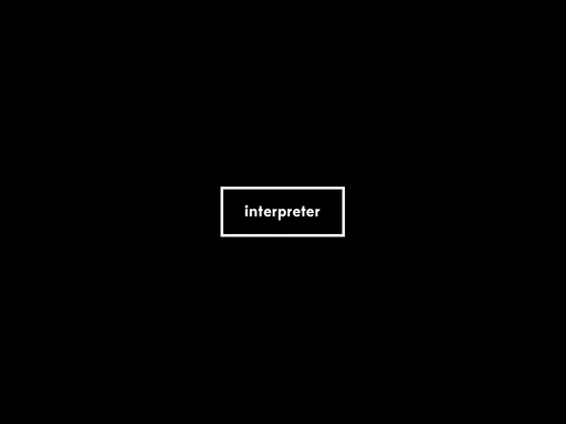 An animation showing an interpreter reading a source program and input to produce output